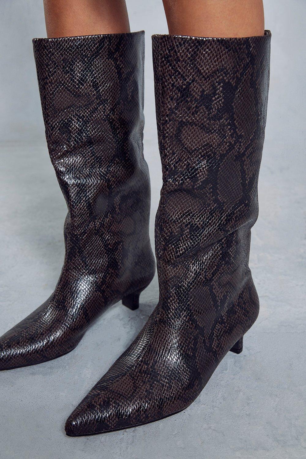 Snakeskin kitten best sale heel boots