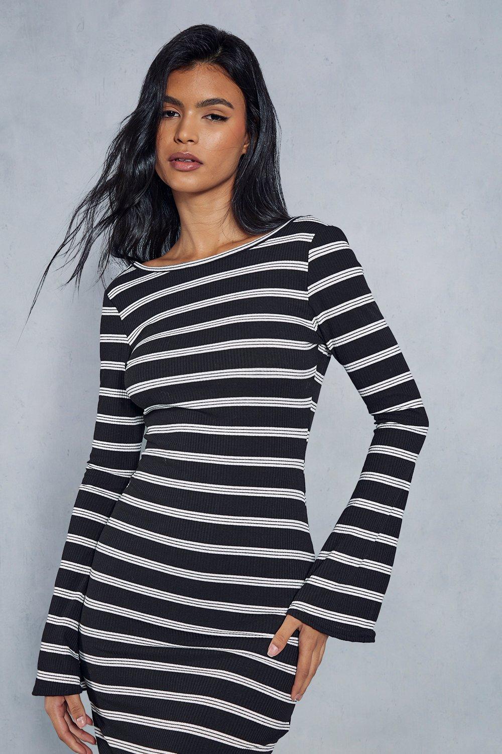 Long sleeve 2024 striped maxi dress