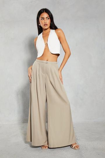 Tailored Mid Rise Oversized Wide Leg Trousers taupe