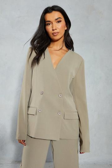 Green Tailored Double Breasted Boxy Blazer