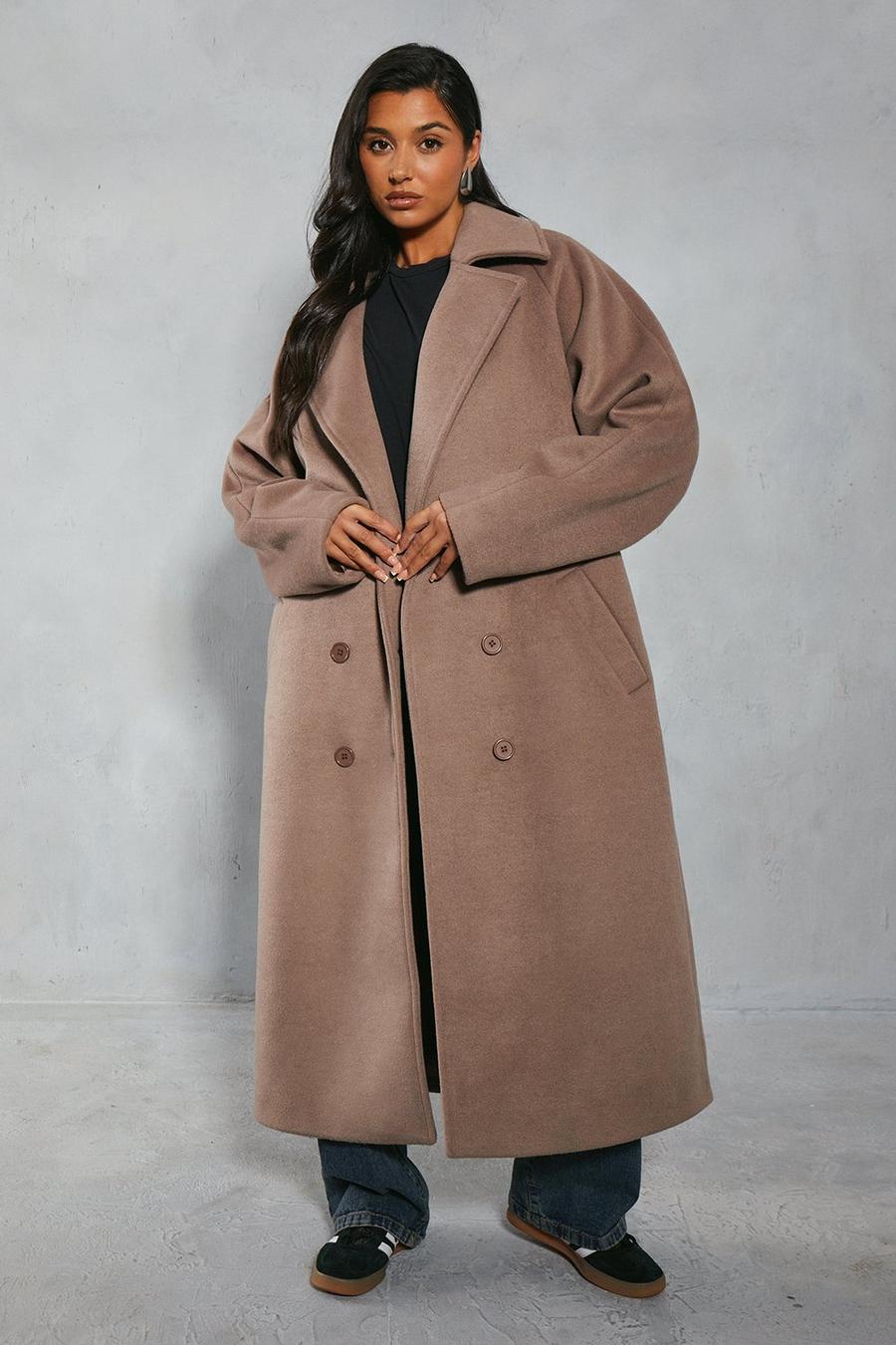 Mocha Oversized Wool Look Coat 