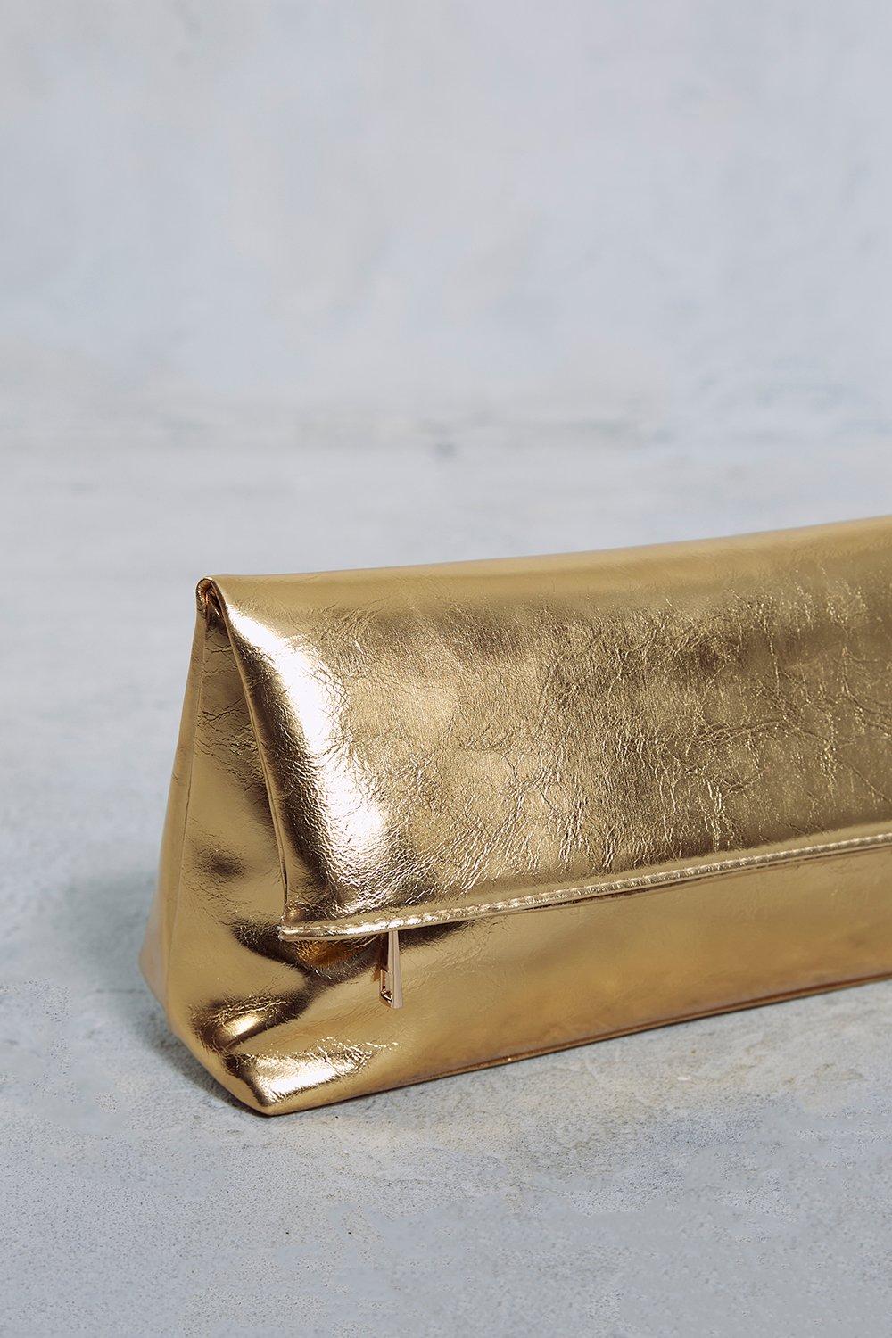 Gold clutch bag online boohoo