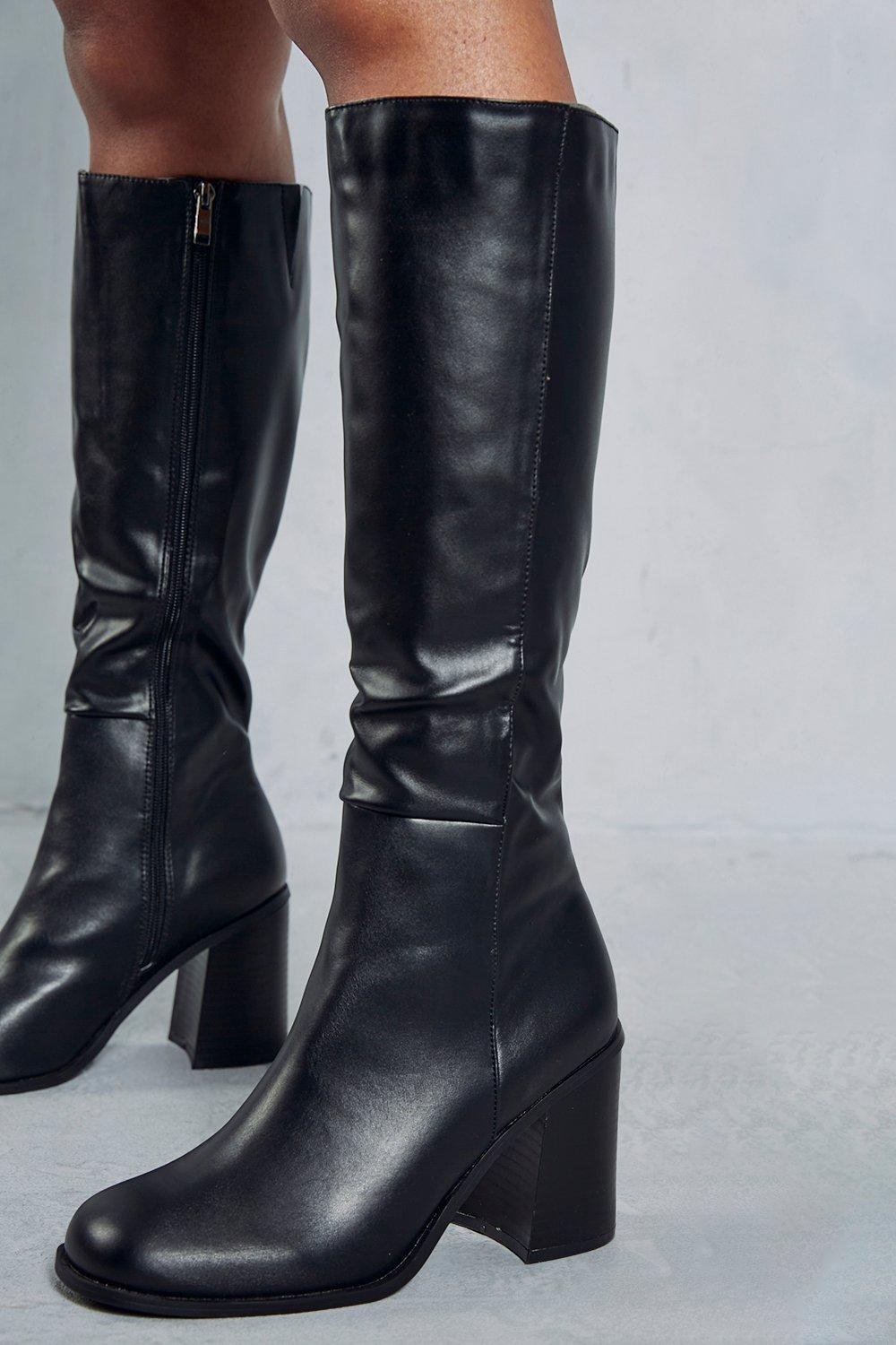 Square toe store knee high boots