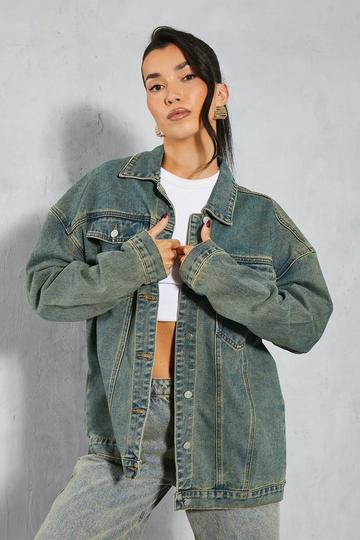 Denim Sand Blast Oversized Denim Jacket vintage wash