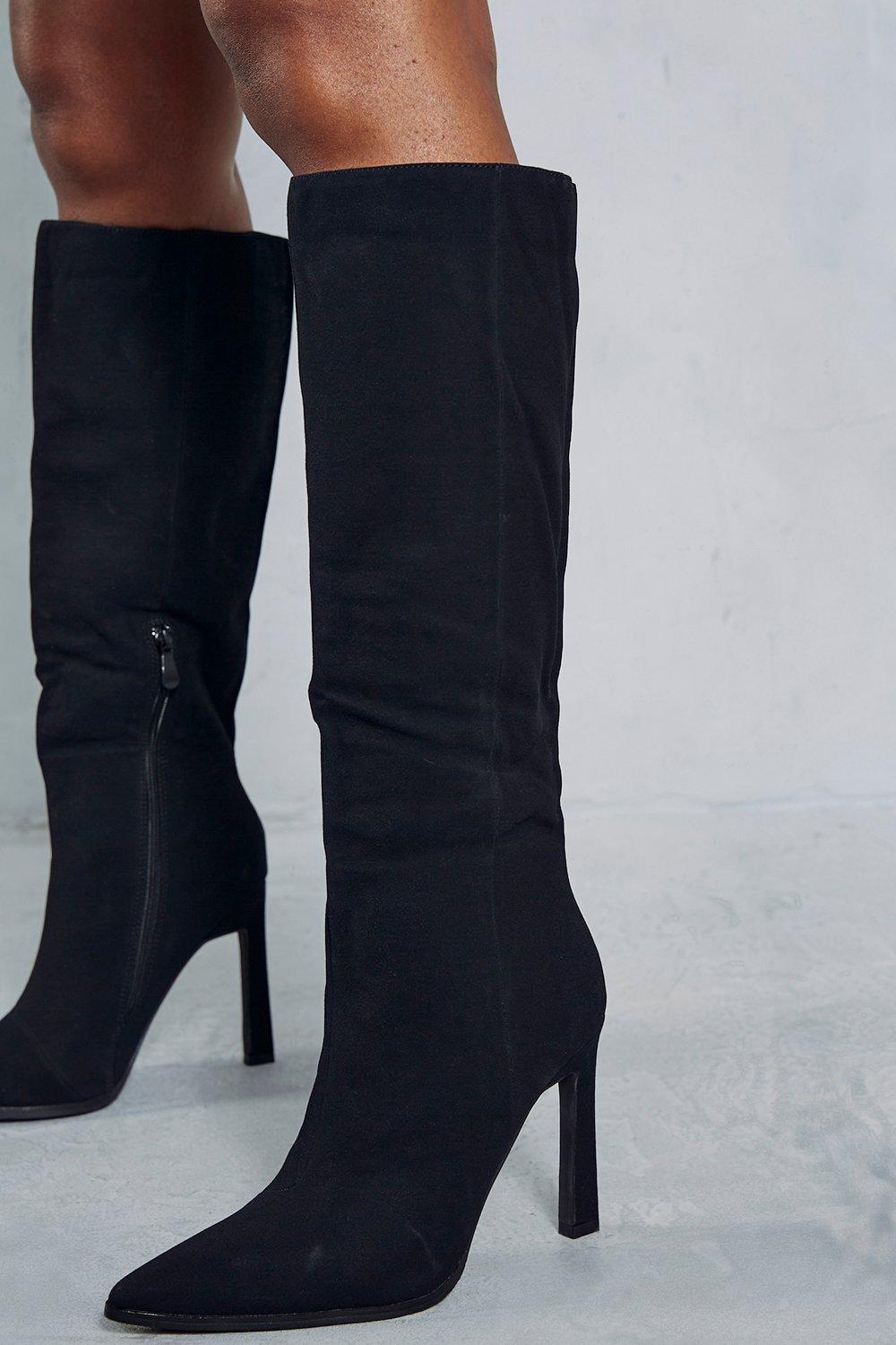 Black suede knee outlet high boots uk