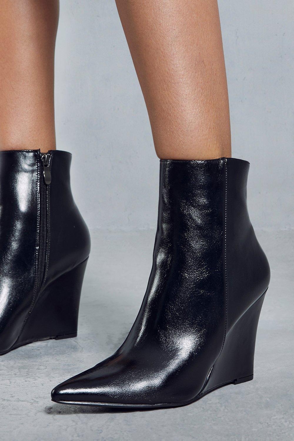 Black long deals wedge boots