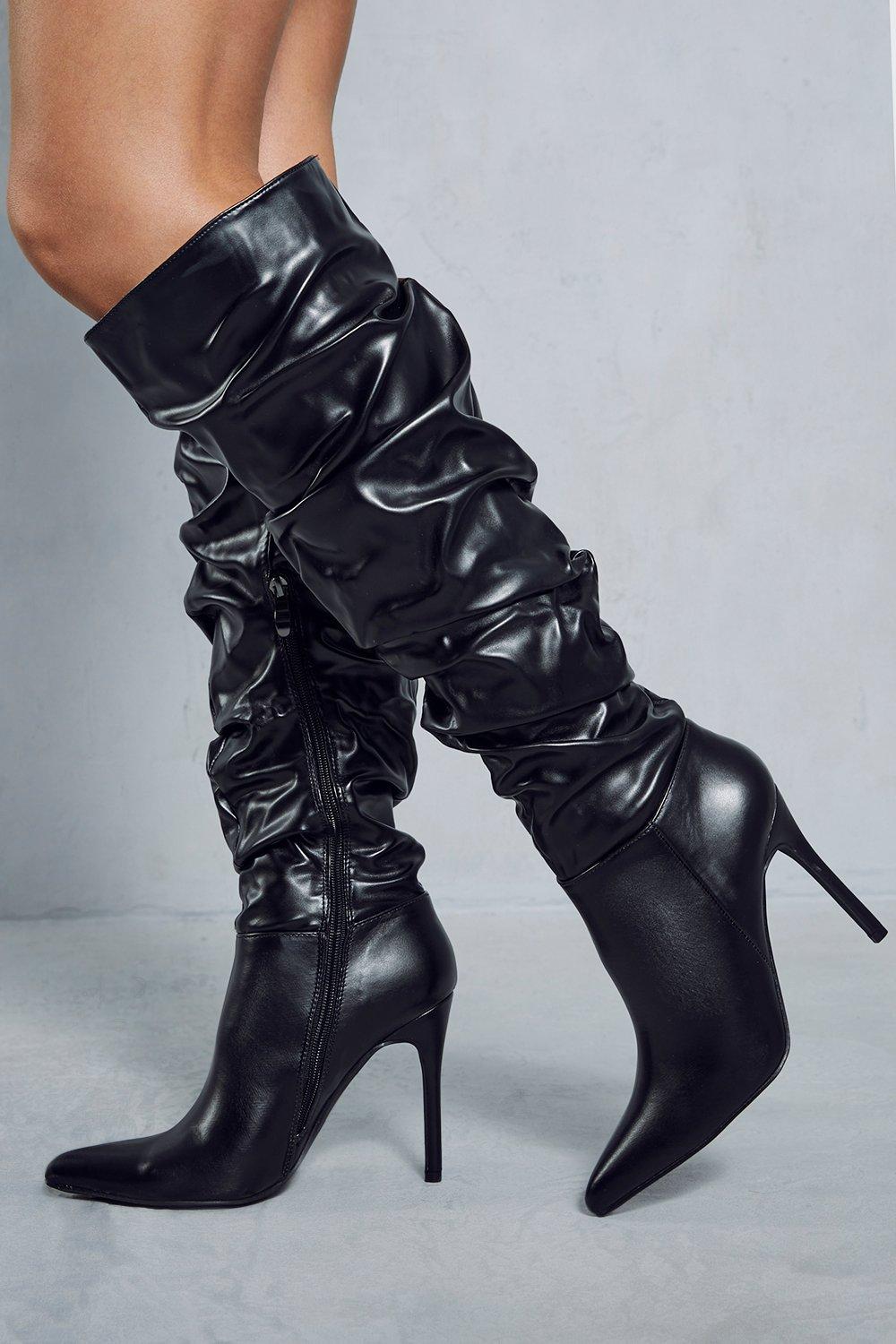 Black leather outlet look boots