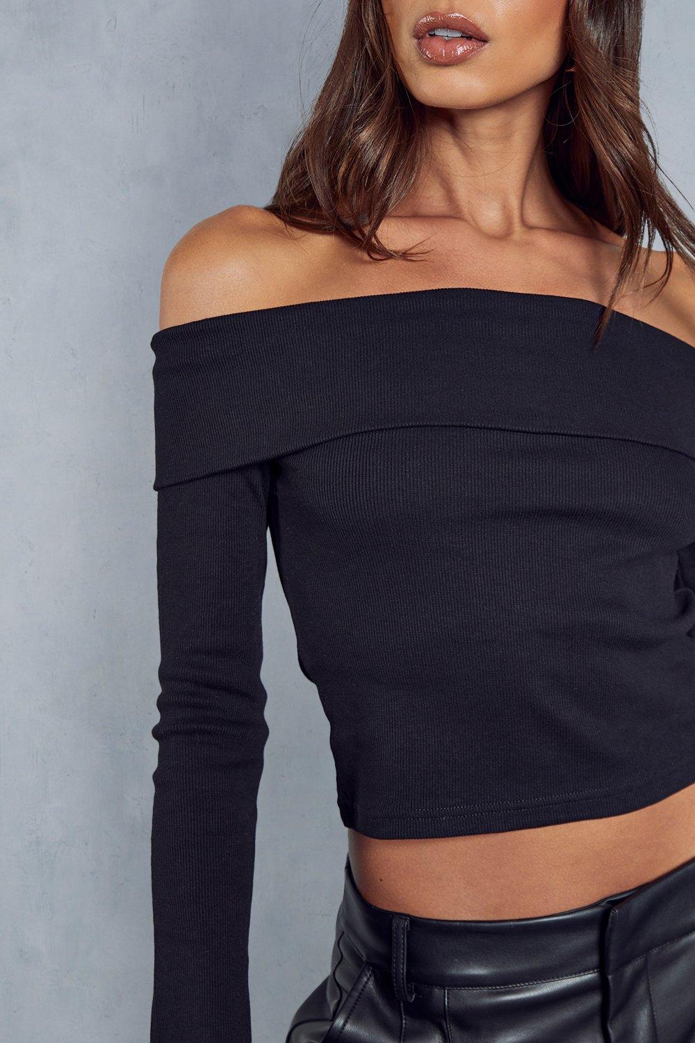 Long sleeve crop clearance top off the shoulder