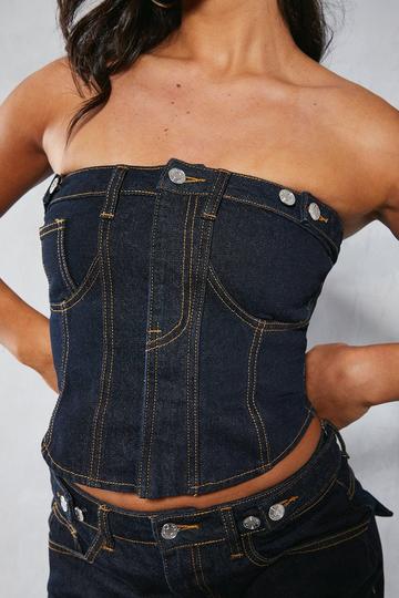 Denim Utility Corset Top dark indigo