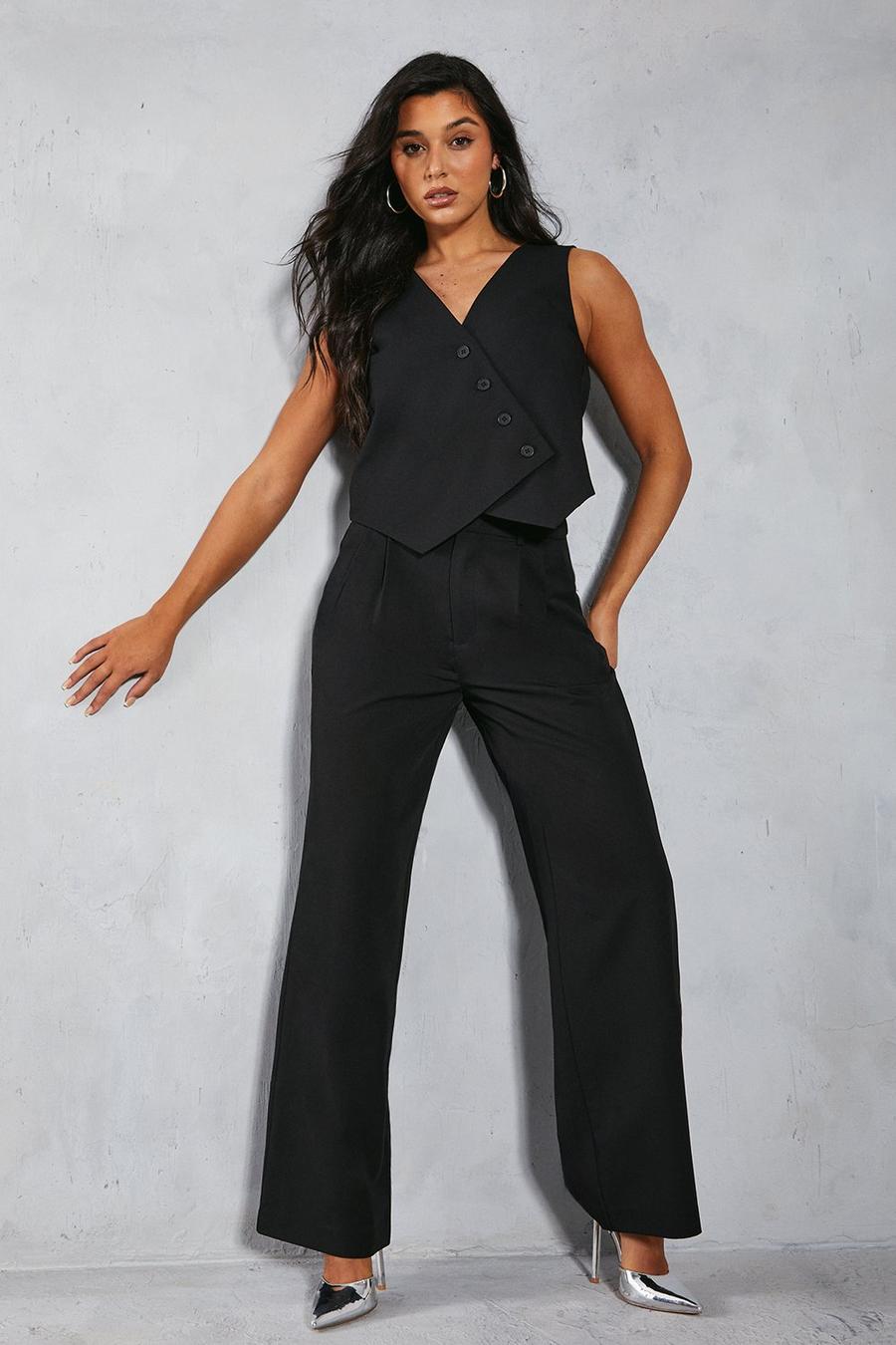 Black Tailored Oversized Woven Trousers  image number 1
