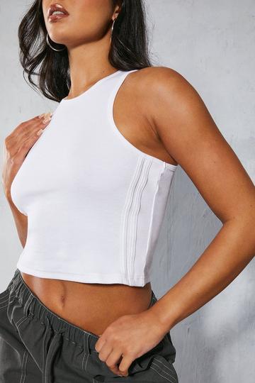 Ribbed Contrast Racer Crop Top off white
