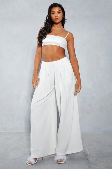 Tailored Oversized Pleat Detail Trousers white