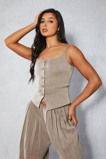 Tailored Fitted Square Neck Waistcoat oatmeal