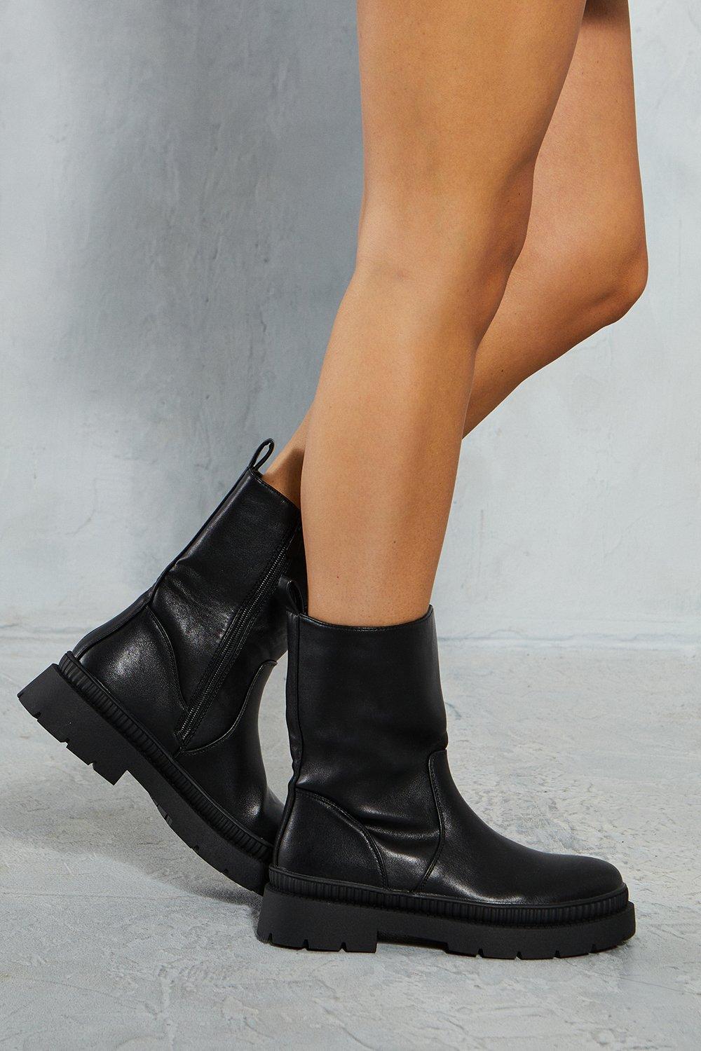 Flat ankle clearance boots with dress