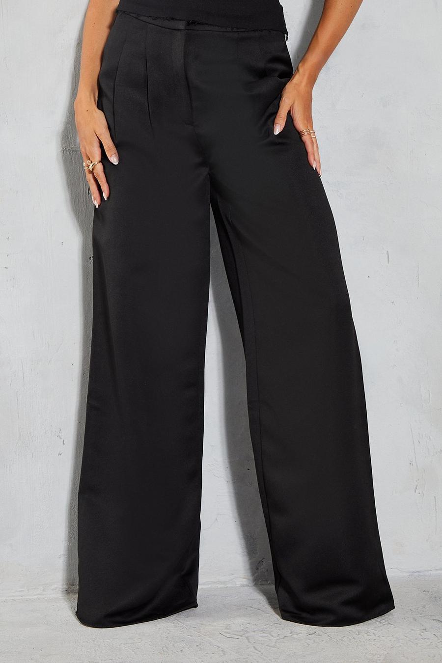 Black Premium Pleat Detail High Waisted Wide Leg Trouser image number 1