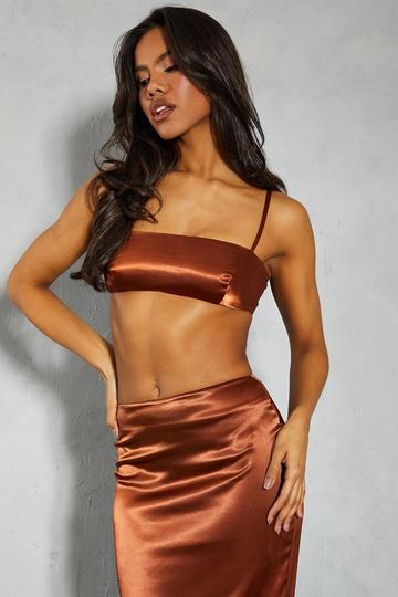 Premium Satin Tailored Bralet chocolate