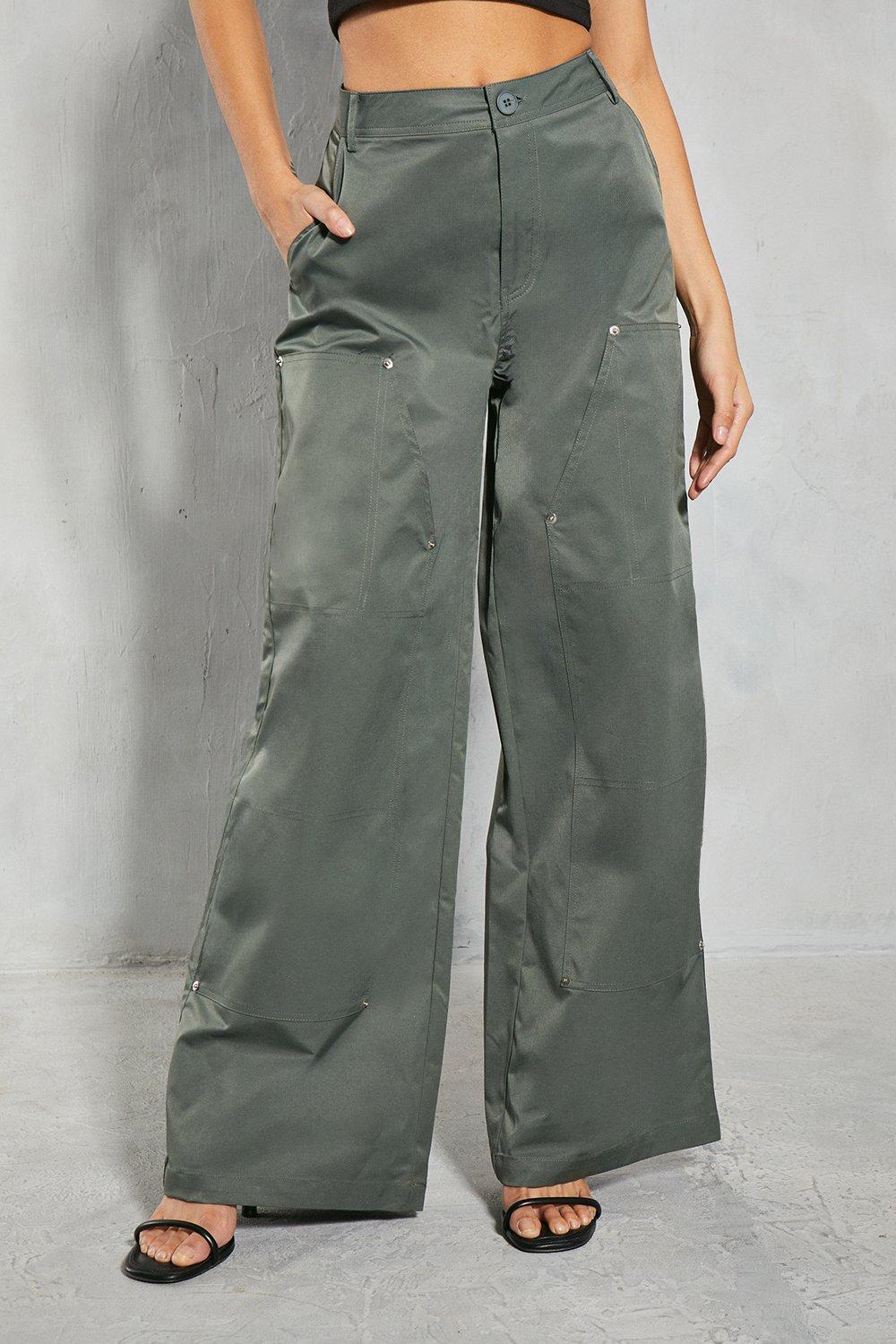 Studded Pocket Detail Wide Leg Trouser