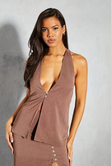 Halter Waistcoat Top chocolate