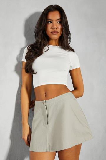 Asymmetric Back Floaty Mini Skirt light grey