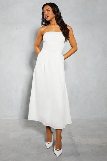 Linen Look Bandeau Maxi Dress white