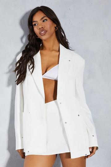 White Oversized Stud Detail Blazer