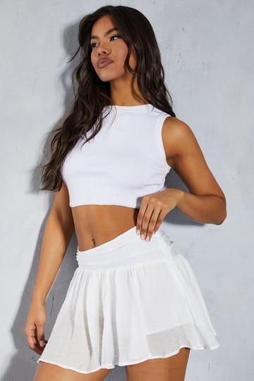 Ruffle Frill Hem Floaty Skort white