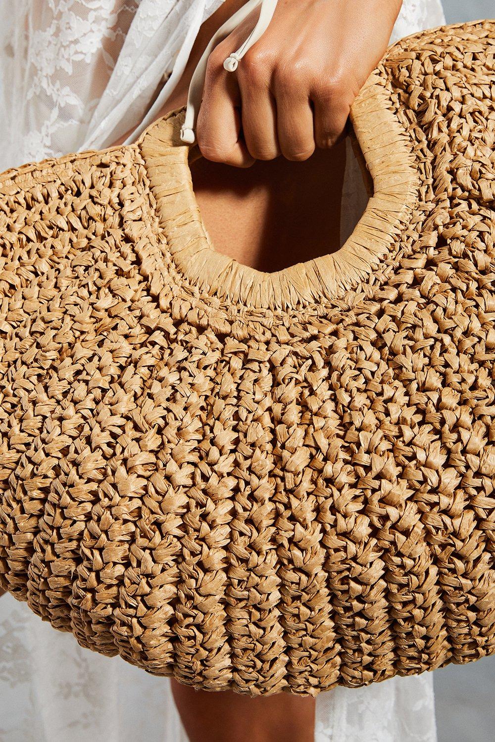 Straw half moon bag hot sale