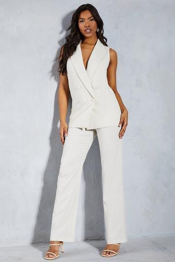 Mid Rise Tailored Straight Leg Trouser off white