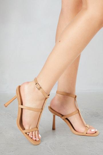 T Bar Padded Sole Heels nude