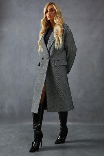 Wool Look Textured Coat grey