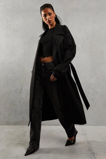 Black Double Breasted Trench Coat