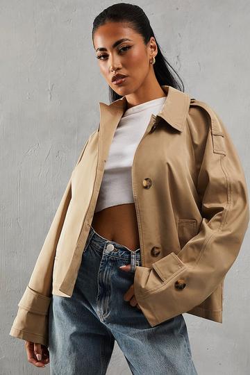 Cropped Length Trench Coat stone