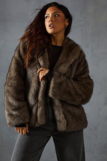 Premium Mixed Faux Fur Coat grey