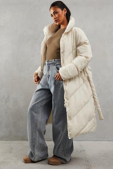 Padded Maxi Duvet Coat cream