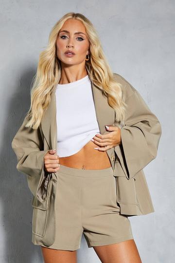 Tailored Kimono Sleeve Oversized Blazer taupe