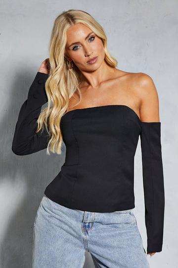 Bardot Structured Zip Back Top black