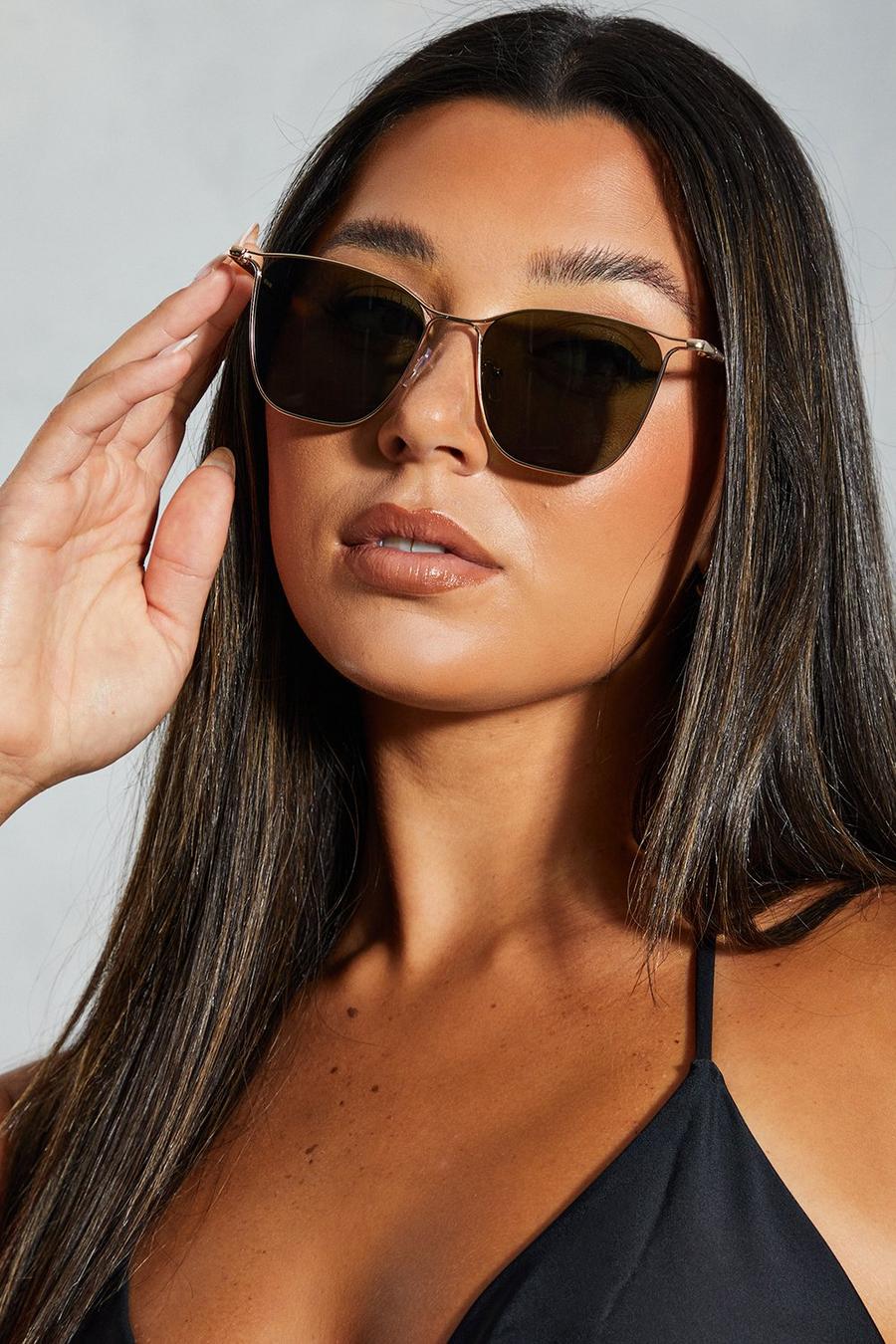 Gold Frame Oversized Sunglasses