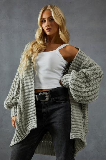 Cable Knit Oversized Cardigan grey