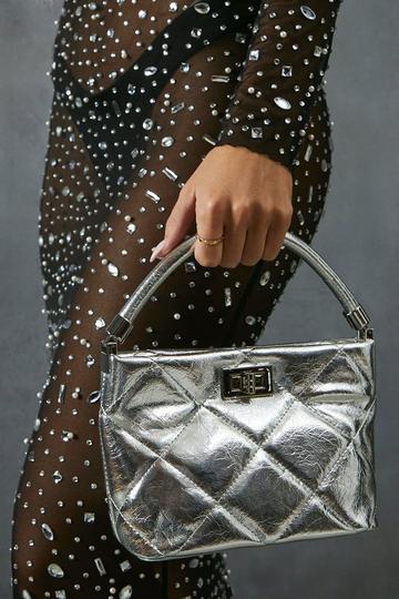 Silver Metallic Quilted Grab Bag