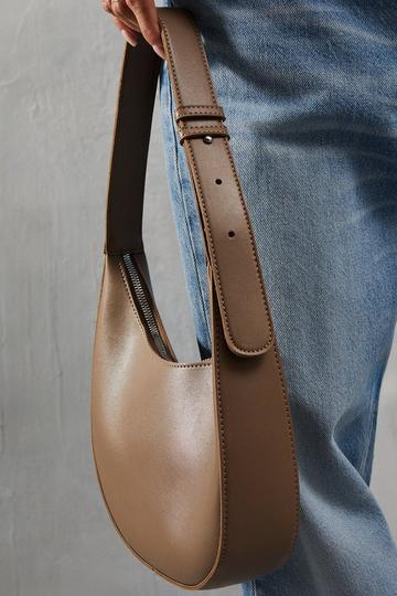 Leather Look Tassel Zip Bag taupe