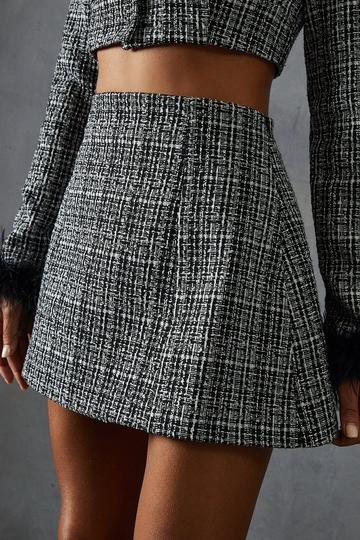 Boucle High Waist A-line Mini Skirt black