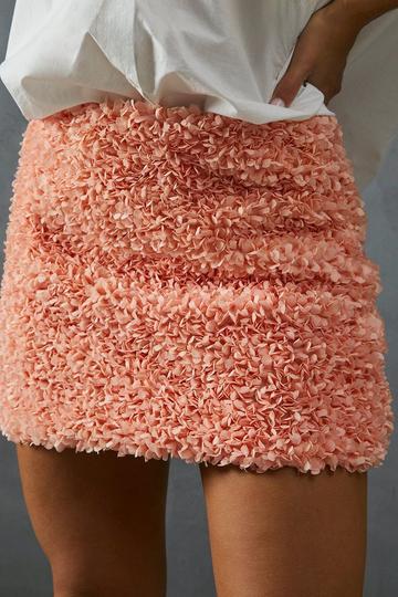 Floral Applique Low Waist Mini Skirt peach