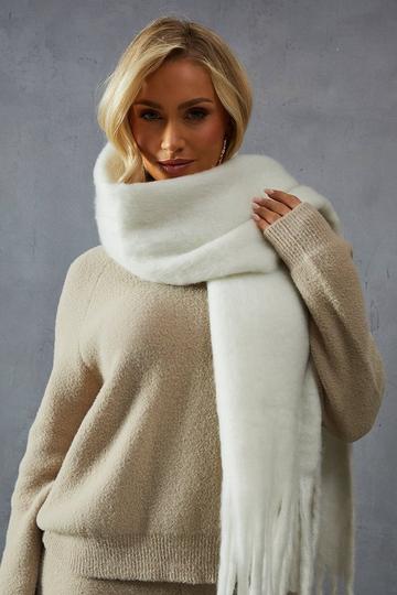 Wool Look Oversized Scarf cream