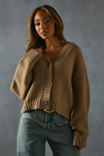 Chunky Rib Knitted Cardigan mocha