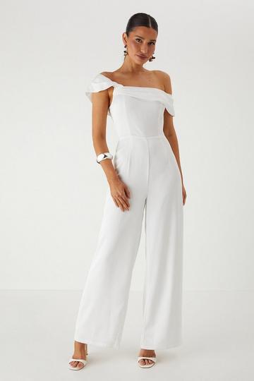 Bardot Twist Straight Leg Jumpsuit white