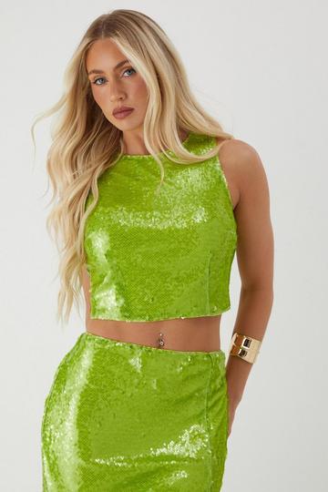 Sequin Racer Top green