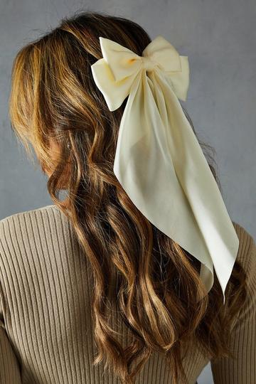 Satin Bow Hair Clip ivory