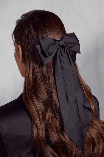 Black Satin Bow Hair Clip