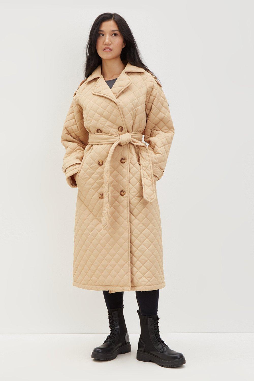 Dorothy Perkins Diamond Quilted Trench Coat | Debenhams