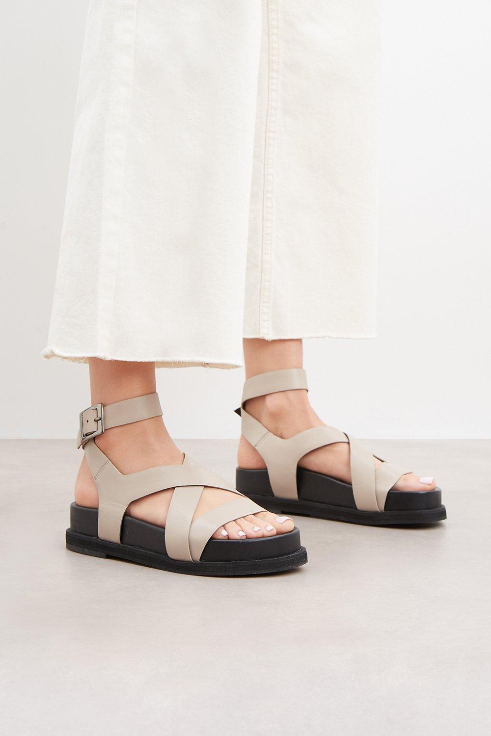 Flats | Principles: Filla Leather Ankle Strap Flat Sandal | Principles